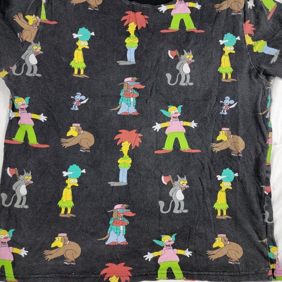 The Simpsons Adults Large Black All Over Print Shirt Krusty The Clown Casual - Picture 3 of 8